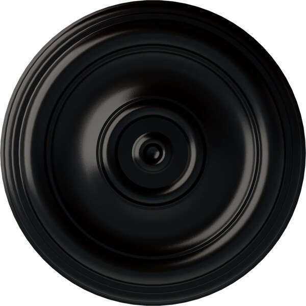 Ekena Millwork Traditional Ceiling Medallion (Fits Canopies up to 2 3/4"), Hand-Painted Jet Black, 12"OD x 1"P CM12TRBLF - main